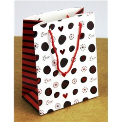 Подарочный пакет люкс бумажный 25*32*11 см Сердца на белом 12 шт/уп 532492