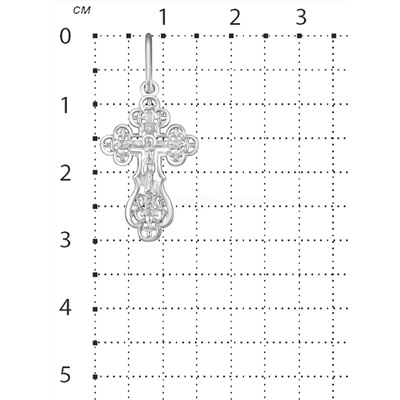 Крест из серебра родированный - 3 см