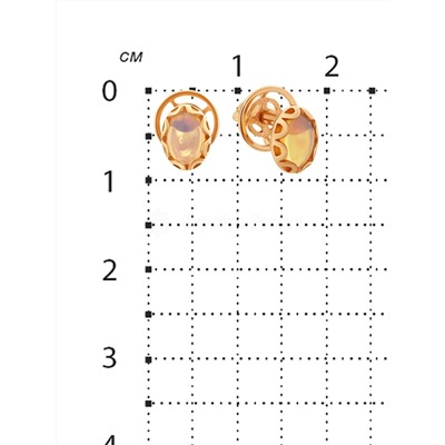 Серьги-пусеты из золочёного серебра с натуральным эфиопским опалом
