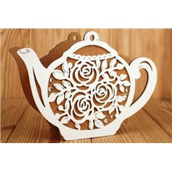 Деревянное кашпо подарочное Чайник (24.5*8.5*17 см) С розами 15224