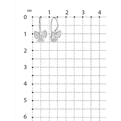 Серьги из серебра с фианитами Бабочки родированные