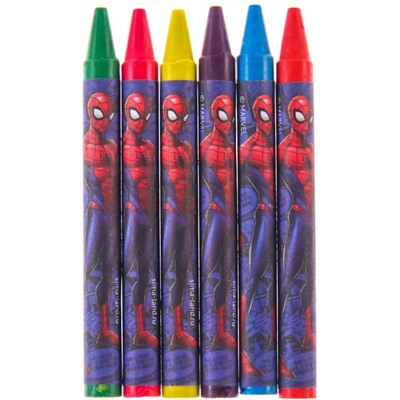 Восковые карандаши, набор 6 цветов, Человек-Паук