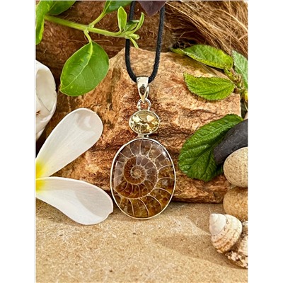 Серебряный кулон с Аммонитом, 8.54 г; Silver pendant with Ammonite, 8.54 g