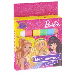 Мел цветной "Барби", 6 штук в картонной упаковке, с европодвесом