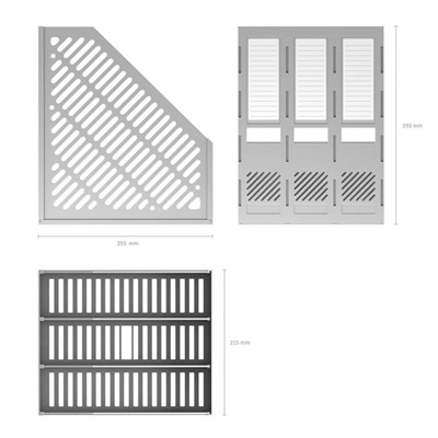 Лоток для бумаг вертикальный, 3 отделения, ErichKrause, сборный, серый