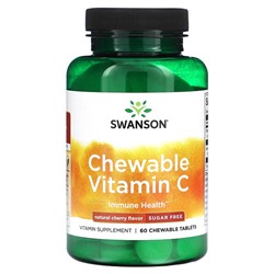 Swanson Chewable Vitamin C, Sugar Free, Natural Cherry, 60 Chewable Tablets