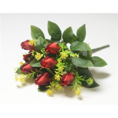 Искусственные цветы, Ветка в букете бутон розы 7 голов (1010237)