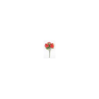 Искусственные цветы, Ветка в букете роза бархатная 7 голов (1010237) красный