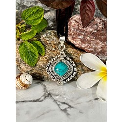 Серебряный кулон с кавачей из Бирюзы, 9.22 г; Silver pendant with Turquoise kavach, 9.22 g