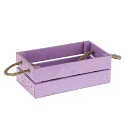 Ящик деревянный с веревочной ручкой (24.5*13*9) фиолетовый 230285