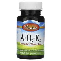 Carlson Vitamins A - D3 - K2, 60 Soft Gels