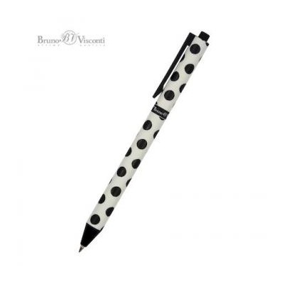 Ручка автоматическая шариковая 0.5мм "ArtClick. Black polka dots" синяя 20-0281/17 Bruno Visconti {Китай}