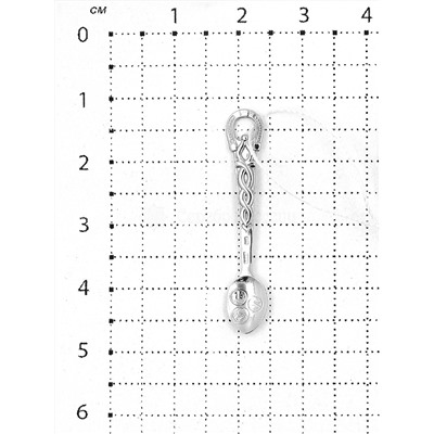 Ложка-загребушка из серебра родированная 702-02