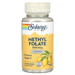Solaray Methyl Folate, Lemon, 800 mcg, 60 Lozenges