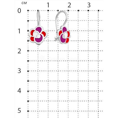 Серьги детские из серебра с эмалью родированные - Цветочки
