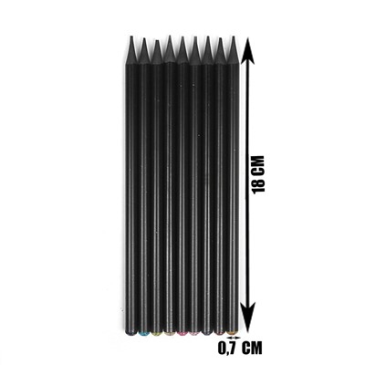 Карандаш чернографитный твёрдость НВ, корпус чёрный, заточенный, со стразой из акрила, МИКС