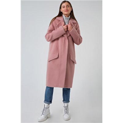 Пальто демисезонное оверсайз длинное пыльно-розовое