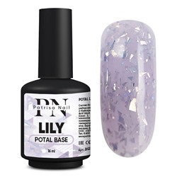 16 мл, Patrisa Nail, POTAL Lily base (каучуковая сиреневая база с серебряной поталью)