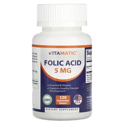 Vitamatic Folic Acid , 5 mg , 120 Vegetarian Tablets
