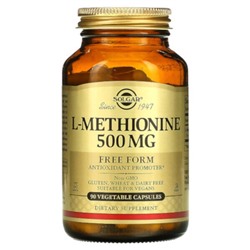 Solgar L-Methionine, 500 mg, 90 Vegetable Capsules