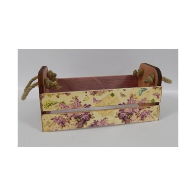 Ящик деревянный флористический с веревочными ручками (24.5*14.5*9 см) Сирень 23021