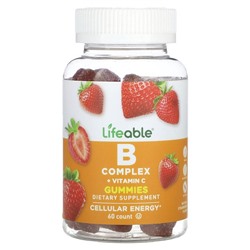 Lifeable B Complex + Vitamin C Gummies, Natural Strawberry, 60 Gummies