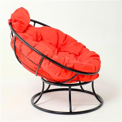 Кресло "Папасан" мини, с красной подушкой, черный каркас, 81х68х77см