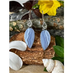 Серебряные серьги с Голубым Кружевным Агатом, 12.88 г; Silver earrings with Blue Lace Agate, 12.88 g
