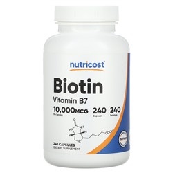 Nutricost Biotin, 10,000 mcg, 240 Capsules