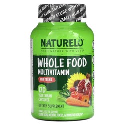 NATURELO Whole Food Multivitamin for Teens, 120 Vegetarian Capsules