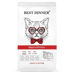 Корм Best Dinner для кошек Говядина и картофель Adult & Kitten Beef & Potato 0,4кг АГ