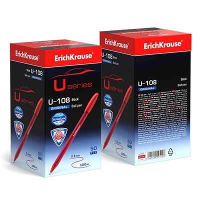 Ручка шариковая ErichKrause U-108 Original Stick 1.0, Ultra Glide Technology, красная