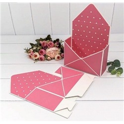 Коробка для цветов конверт 20*30*7 см Горошек Пыльно-розовый 300399/11