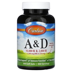 Carlson Vitamins A & D, 300 Soft Gels
