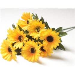 Искусственные цветы, Ветка в букете подсолнух 10 веток (1010237) желтый