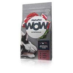 АльфаПет. Сухой корм Super Premium WOW для собак средних пород говядина и сердце, 2кг 1577 АГ