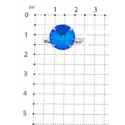 Кольцо из серебра с кристаллом Swarovski Королевский синий родированное