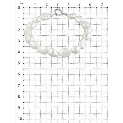 Браслет из серебра с бусинами культ. речного жемчуга родированный БББ1-1759