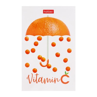 Блокнот А7, 48 листов, в клетку, на склейке, "Vitamin C", обложка мелованная бумага, ламинация, трёхцветный блок, блок 60 г/м2, 5В МИКС