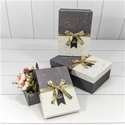 Набор подарочных коробок 3 в 1 прямоугольник 22.5*16*9.5 см С бантом "Wonderful" серый 447071