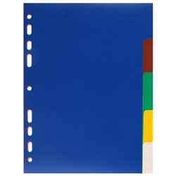 Набор разделителей листов А5 Office-2000, 5 листов без индексации, цветные, пластик 120 мкм
