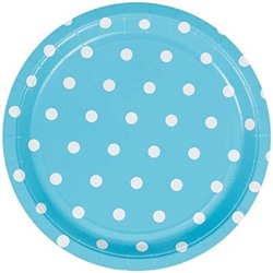 Тарелка бумажная Горошек голубой 23 см 6 шт 1502-3927