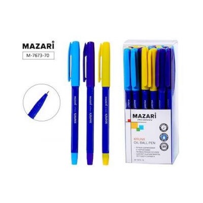 Ручка шариковая масляная 0.7мм "KRUNX" синяя, игольчатый наконечник M-7673-70 Mazari {Китай}