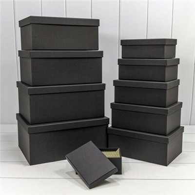 Набор подарочных коробок 10 в 1 прямоугольник 34*26*15.3 см Крафт черный 441059