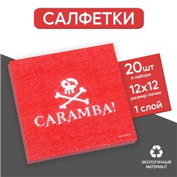 Салфетки бумажные однослойные «Пираты», 24х24 см, набор 20 шт.