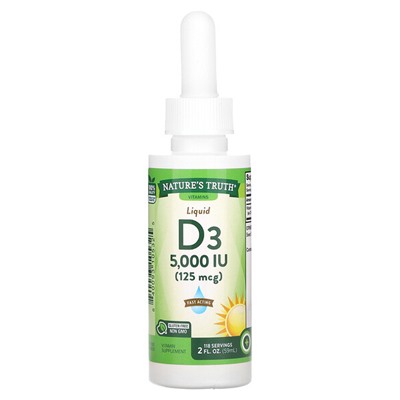 Nature's Truth Vitamins, Liquid D3, 125 mcg (5,000 IU), 2 fl oz (59 ml)