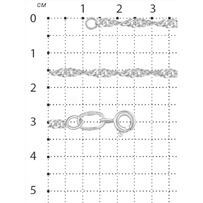 Цепь из серебра родированная - Сингапур, 45 см 900504045р сингапур