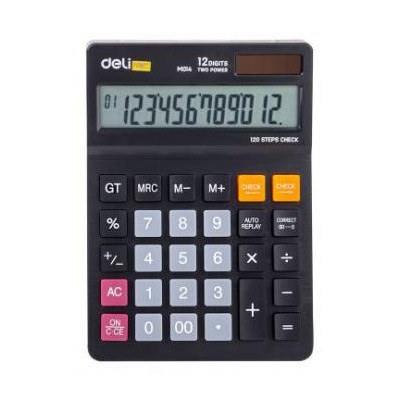 Калькулятор 12 разрядов EM01420 179х126х28,5 мм черный (1464684) Deli {Китай}