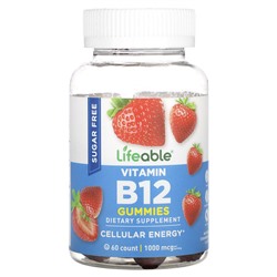 Lifeable Vitamin B12 Gummies, Sugar Free, Natural Strawberry, 500 mcg, 60 Gummies
