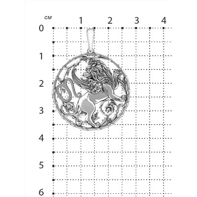 Подвеска из чернёного серебра - Лев